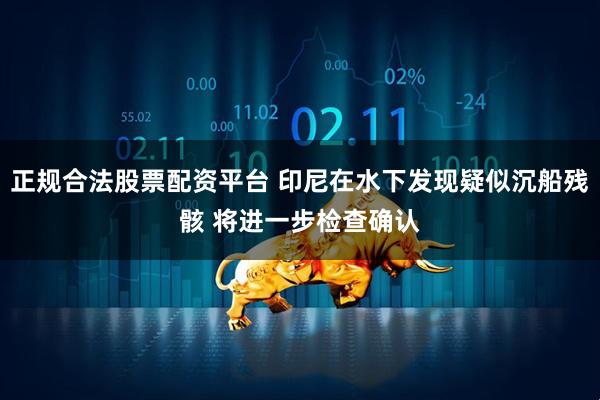 正规合法股票配资平台 印尼在水下发现疑似沉船残骸 将进一步检查确认